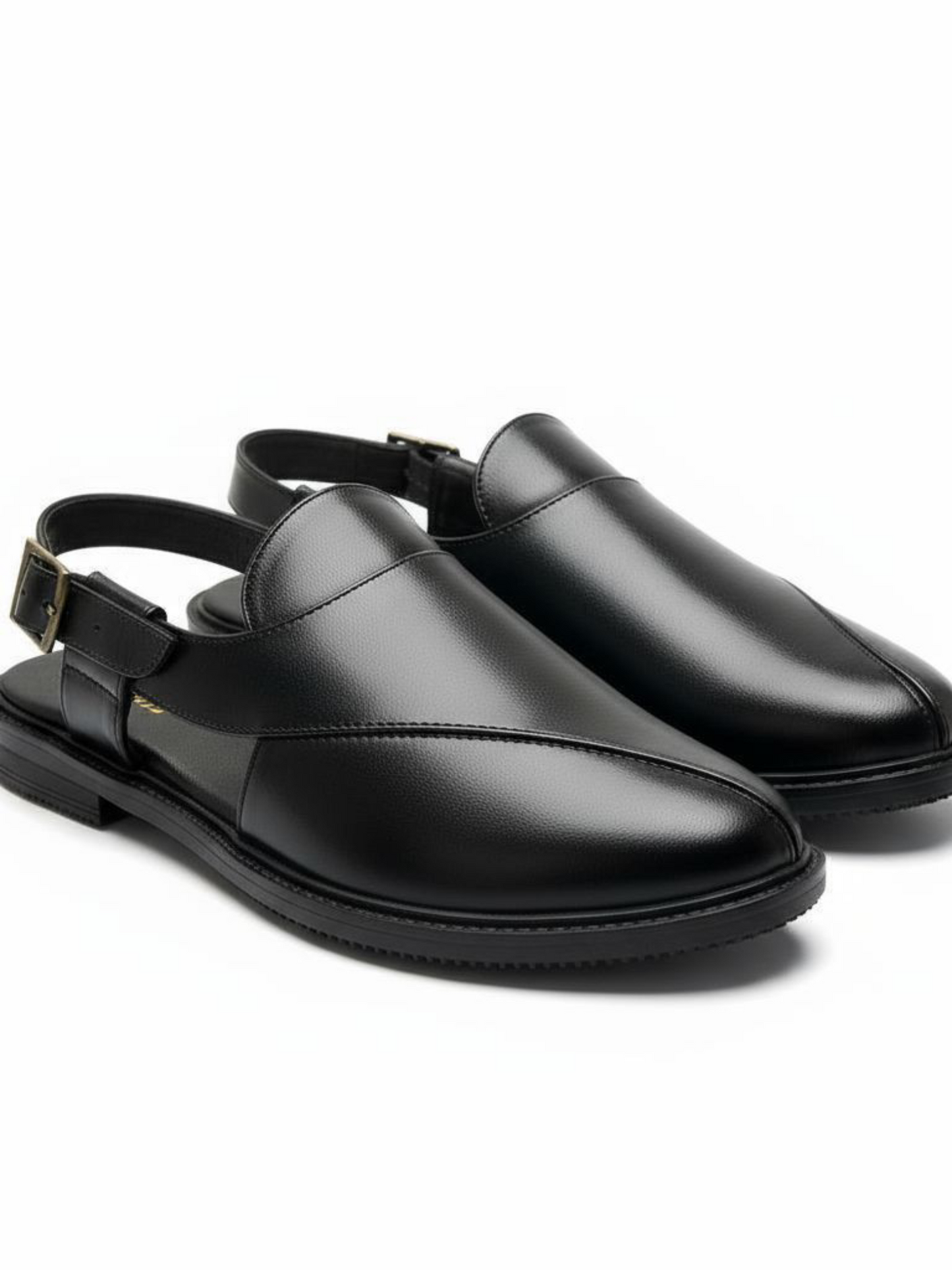 (Copy) Handcrafted Royal Black Textured Norozi Peshawari with Elastic Kaptaan Buckle & Elevated Ethnic High Heels