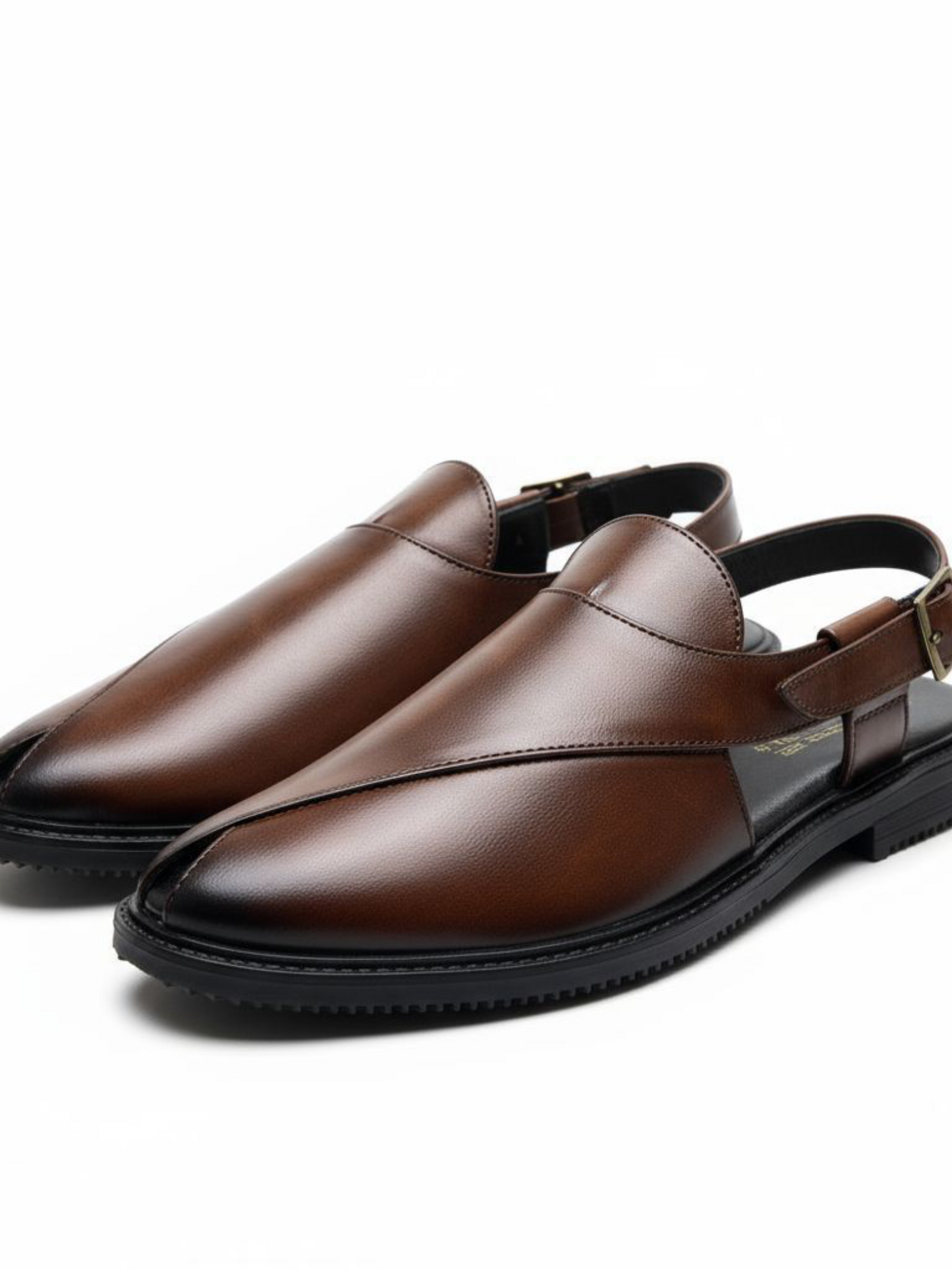 (Copy) (Copy) Handcrafted Royal Black Textured Norozi Peshawari with Elastic Kaptaan Buckle & Elevated Ethnic High Heels