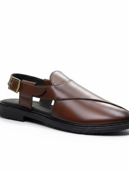 Handcrafted Peshawari Woven Leather Sandal – Antique Brown